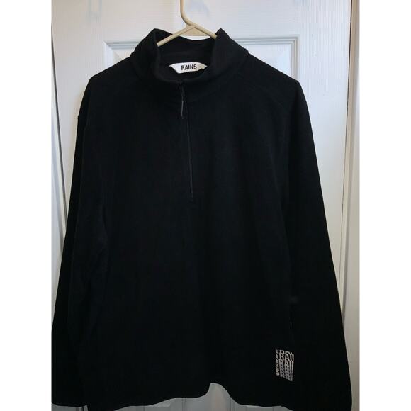 Rains fleece Quarter zip pullover sweatshirt black . unisex size Med new - Picture 2 of 4
